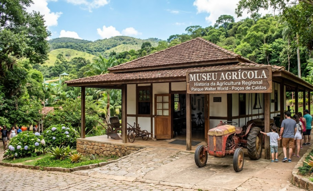 Museu do Exército e do Café no Thermas Resort: Uma Viagem no Tempo em Poços de Caldas 3 Família visitando o Museu do Café no Complexo Walter World durante estadia no Thermas All Inclusive Resort em Poços de Caldas