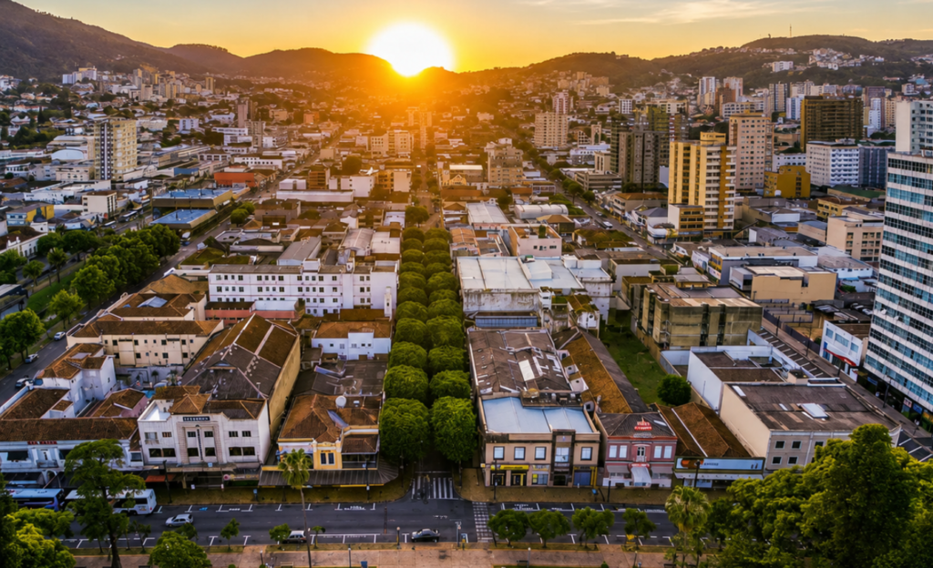 Hotéis no centro de Poços de Caldas: guia completo para escolher a melhor hospedagem 2 Vista aerea do centro historico de Pocos de Caldas com pracas coreto e pontos turisticos