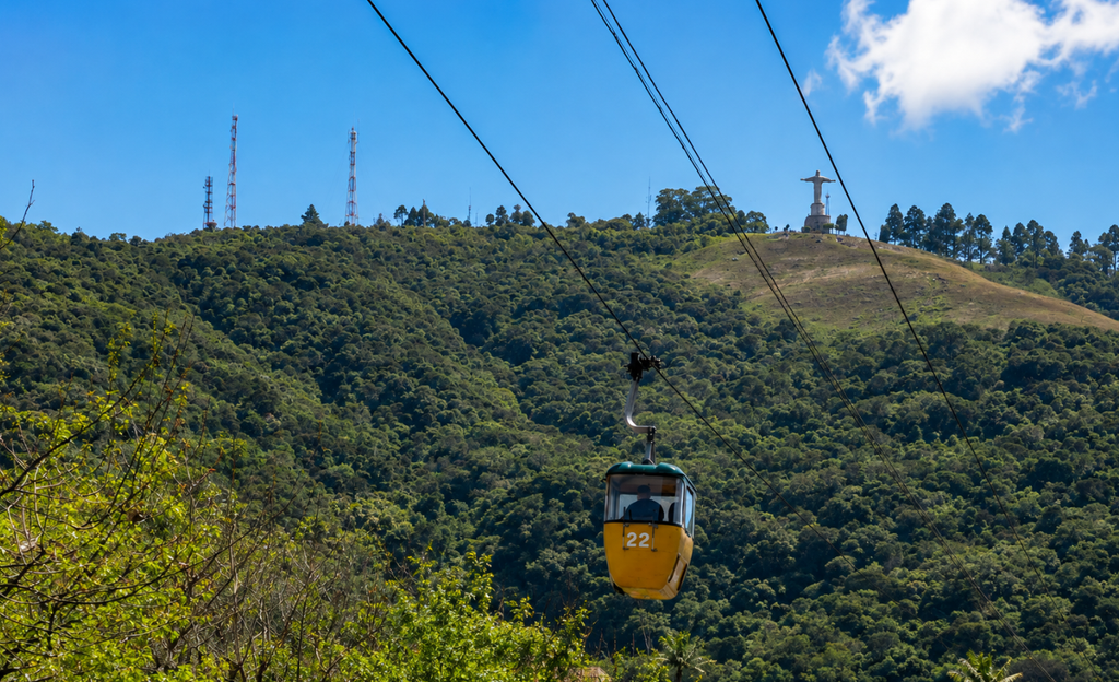 Hotel em Poços de Caldas para família: a viagem que resolve todo mundo com um único endereço 3 Teleférico de Poços de Caldas com vista para a Serra de São Domingos em dia de sol
